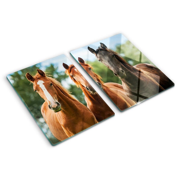 Tabla de cortar de cristal Caballos en la naturaleza