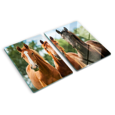 Tabla de cortar de cristal Caballos en la naturaleza