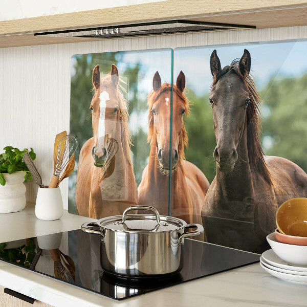 Tabla de cortar de cristal Caballos en la naturaleza