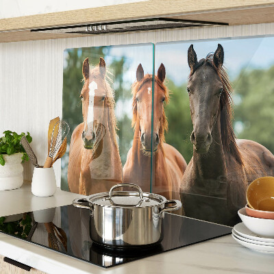 Tabla de cortar de cristal Caballos en la naturaleza