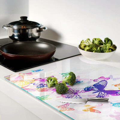 Szklana deska do krojenia Motyw kolorowych odlatujących motyli