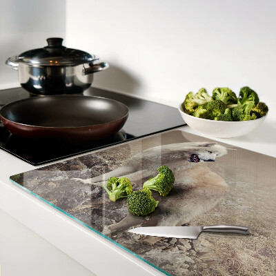 Tabla de cortar de cristal Lobo en una montaña rocosa