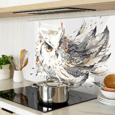 Szklana deska kuchenna Sowa z piórami