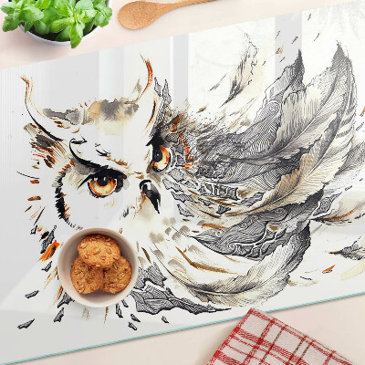 Szklana deska kuchenna Sowa z piórami