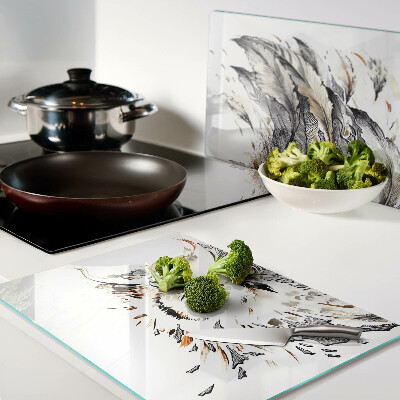 Szklana deska kuchenna Sowa z piórami