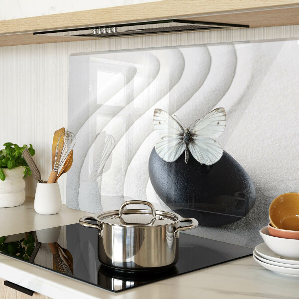 Tabla de cortar de cristal Motivo de mariposa sobre piedra