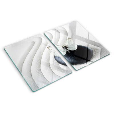 Tabla de cortar de cristal Motivo de mariposa sobre piedra