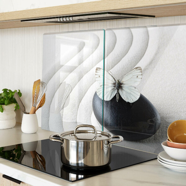 Tabla de cortar de cristal Motivo de mariposa sobre piedra