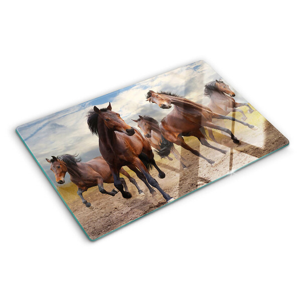 Tabla de cocina Caballos corriendo en el pasto