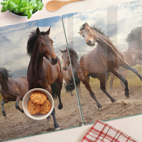 Tabla de cocina Caballos corriendo en el pasto