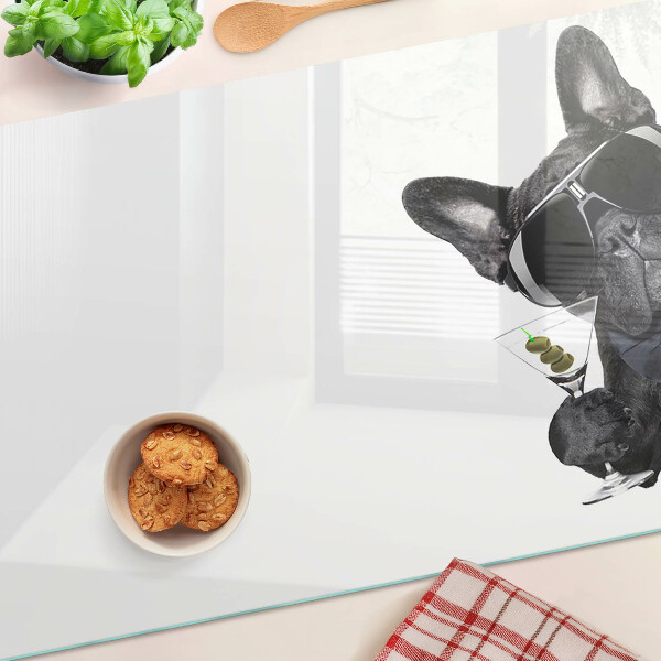 Tabla de cortar de cristal Perro con gafas de sol