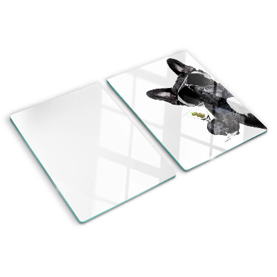 Tabla de cortar de cristal Perro con gafas de sol