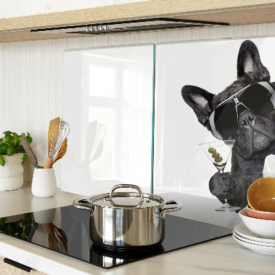 Tabla de cortar de cristal Perro con gafas de sol