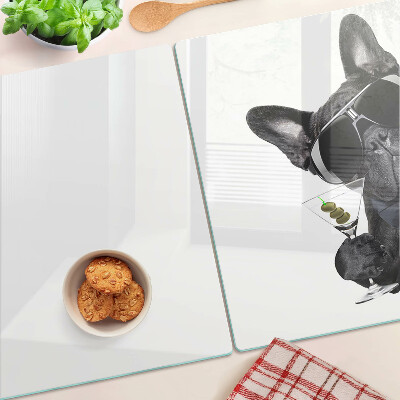 Tabla de cortar de cristal Perro con gafas de sol