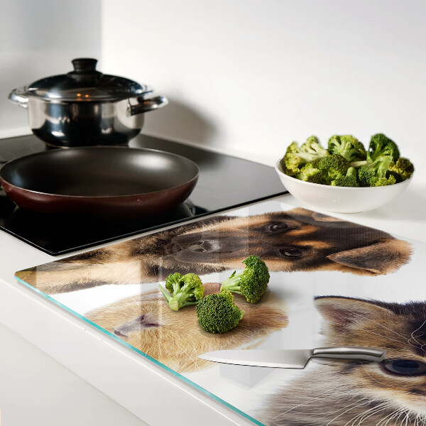 Deska kuchenna szklana Psy, koty, króliki