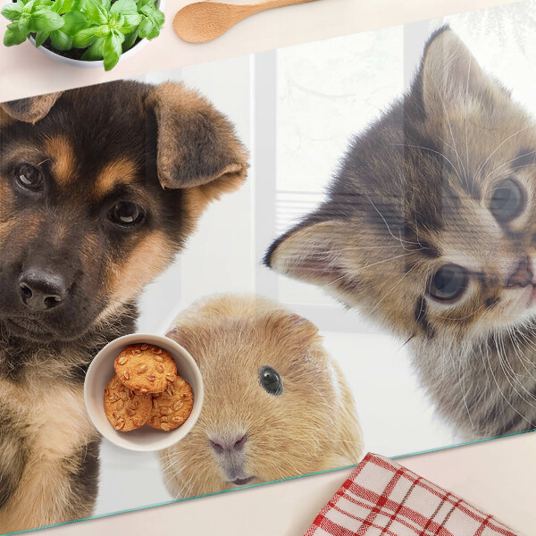 Deska kuchenna szklana Psy, koty, króliki