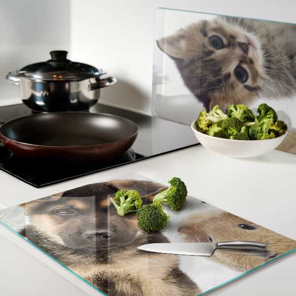Deska kuchenna szklana Psy, koty, króliki