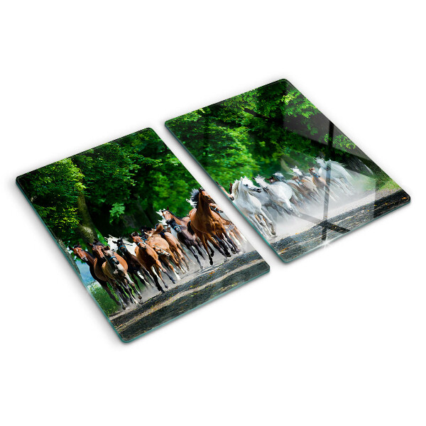 Tabla de cocina Caballos al galope en la naturaleza