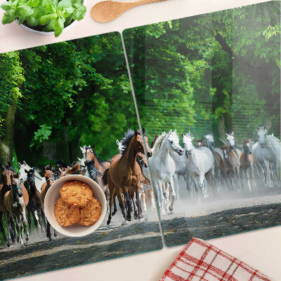 Tabla de cocina Caballos al galope en la naturaleza