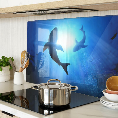 Szklana deska do krojenia Rekiny w podwodnym świetle