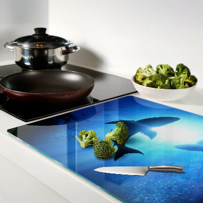 Szklana deska do krojenia Rekiny w podwodnym świetle