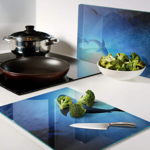 Szklana deska do krojenia Rekiny w podwodnym świetle