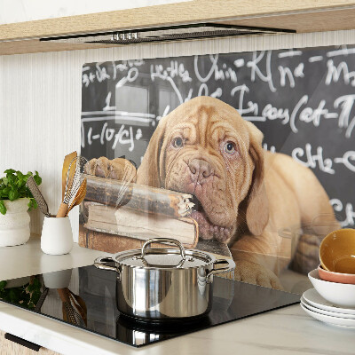 Szklana deska do krojenia Pies z książkami i tablicą