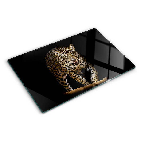 Tabla de cortar de cristal Leopardo en movimiento