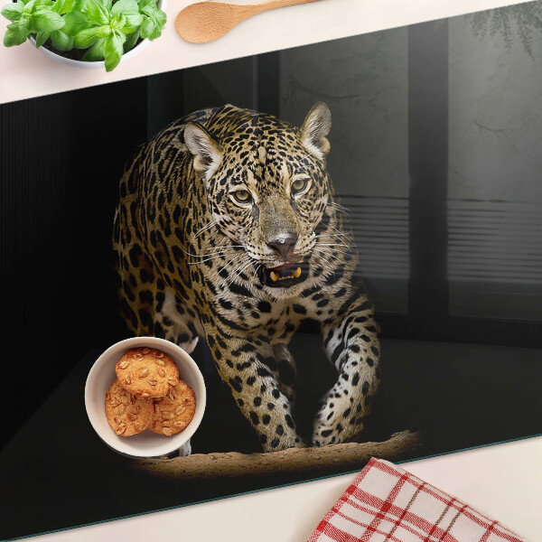 Tabla de cortar de cristal Leopardo en movimiento
