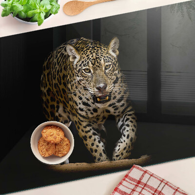 Tabla de cortar de cristal Leopardo en movimiento
