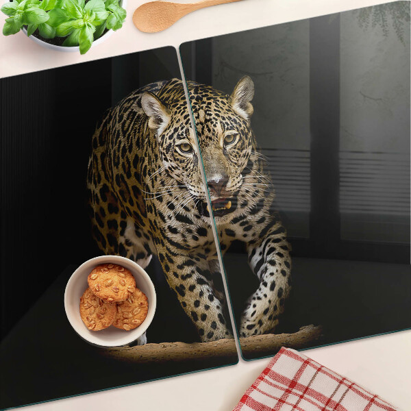 Tabla de cortar de cristal Leopardo en movimiento