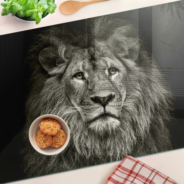 Tabla de cortar León en blanco y negro