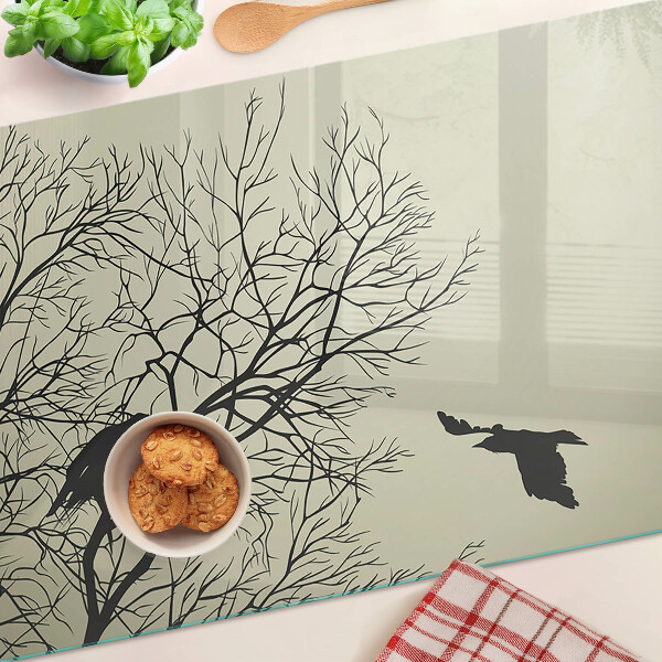 Deska kuchenna szklana Ptaki na gałęziach drzew