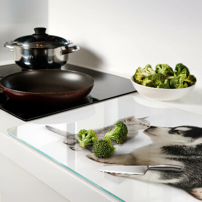 Tabla de cortar de cristal Gatito y cachorro en amistad