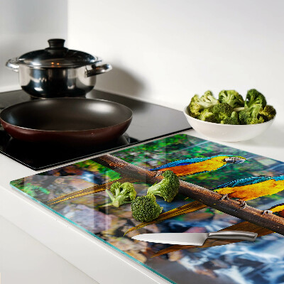 Szklana deska do krojenia Papugi na gałęzi w tropikalnym lesie