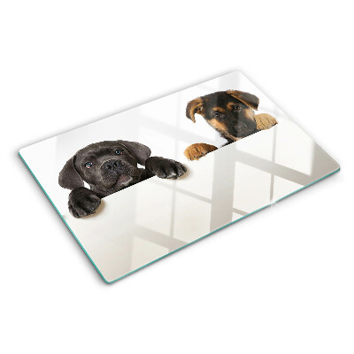 Tabla para cortar Dos perros mirando a su alrededor