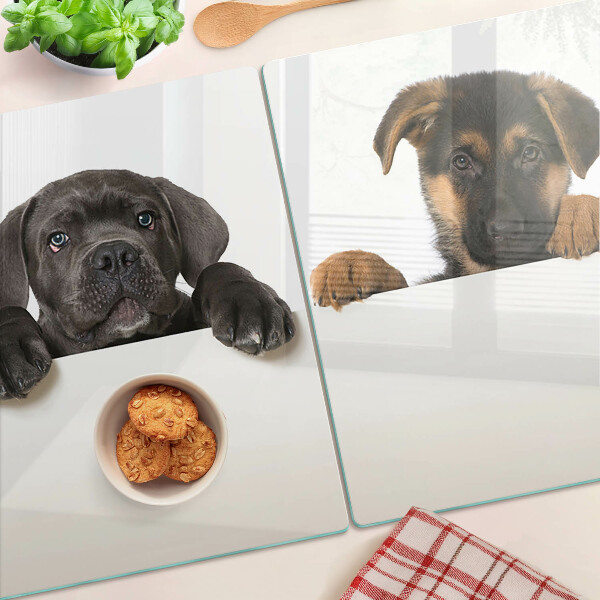 Tabla para cortar Dos perros mirando a su alrededor
