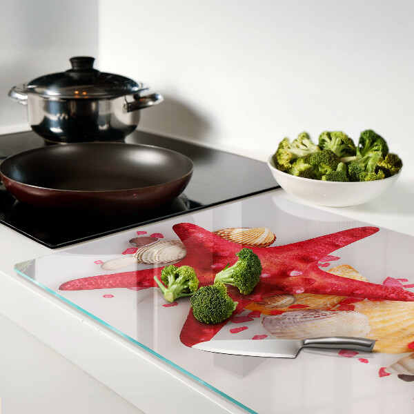 Tabla de cortar de cristal Conchas y estrellas de mar