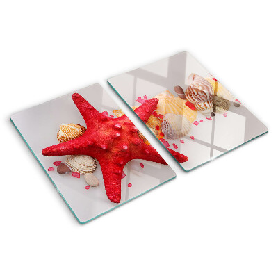 Tabla de cortar de cristal Conchas y estrellas de mar