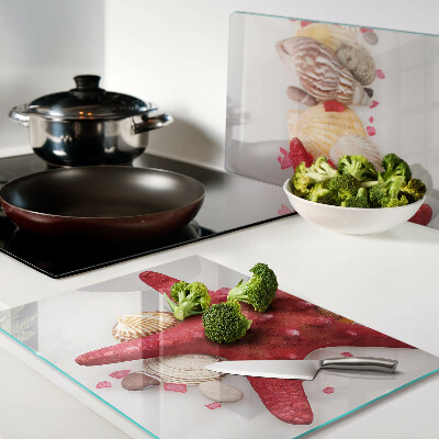 Tabla de cortar de cristal Conchas y estrellas de mar