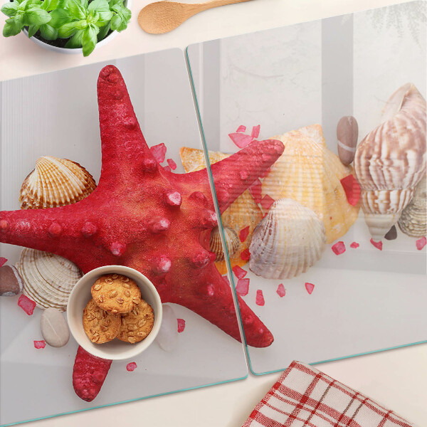 Tabla de cortar de cristal Conchas y estrellas de mar