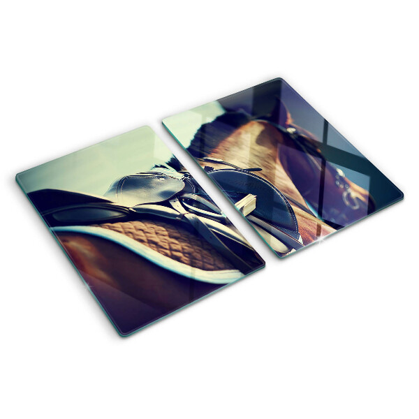 Tabla de cortar de cristal Caballos y accesorios ecuestres