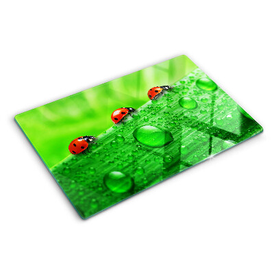Tabla de cortar Mariquitas sobre un fondo verde