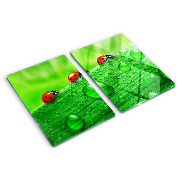 Tabla de cortar Mariquitas sobre un fondo verde