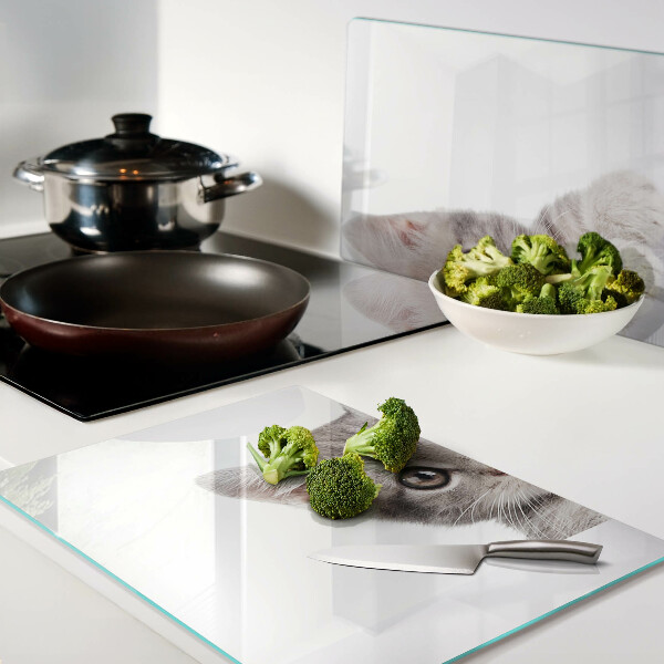 Szklana deska do krojenia Kotek z dużymi oczami