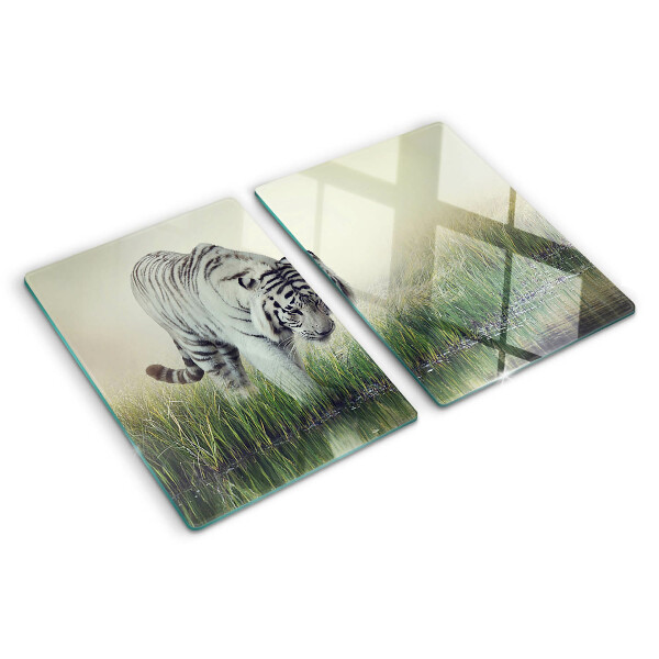 Tabla de cortar de cristal Tigre en la hierba