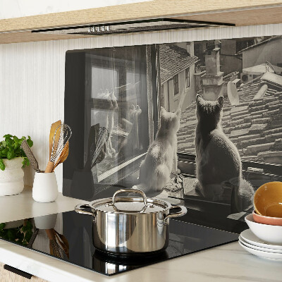 Szklana deska kuchenna Koty przy oknie