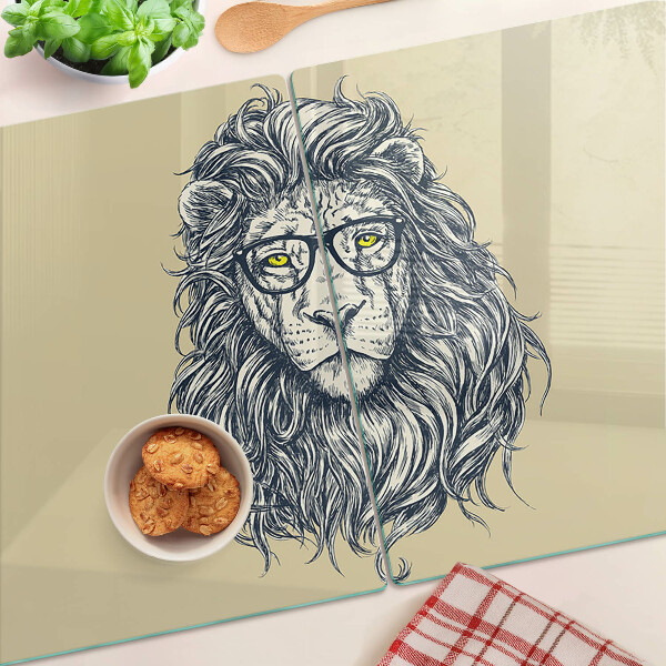 Tabla para cortar León con gafas