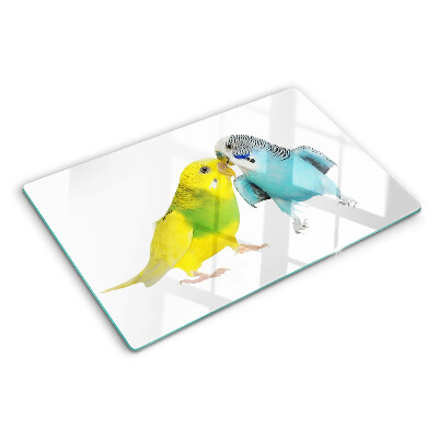 Tabla de cortar de cristal Loros amarillos y azules