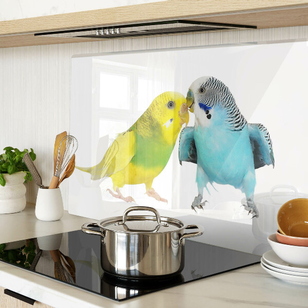 Tabla de cortar de cristal Loros amarillos y azules